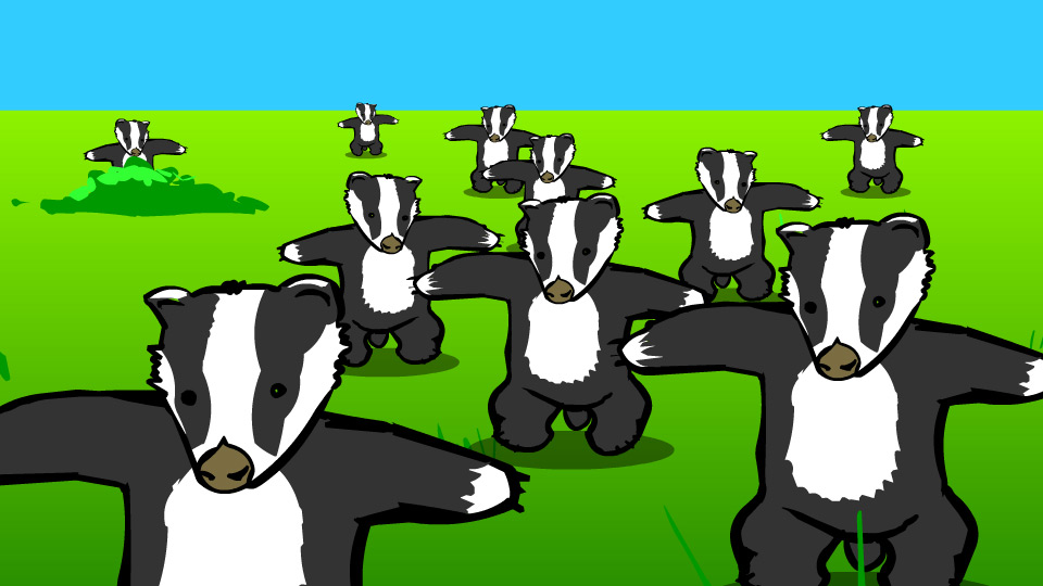 Badgers (Badger, badger, badger, badger.  Mushroom, mushroom! Snake!)