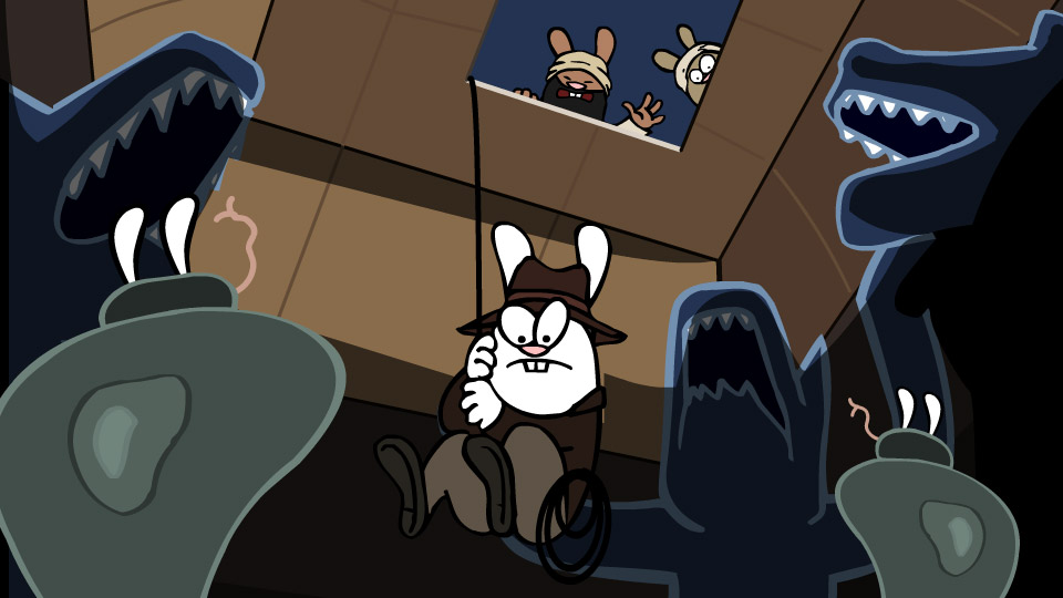 Raiders of the Lost Ark in 30 Seconds (and re-enacted by Bunnies)