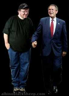 [Michael Moore and George W Bush]